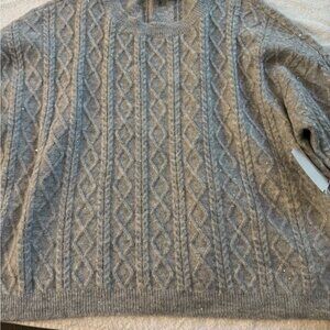 CeCe Gray Cable Knit Women's Sweater